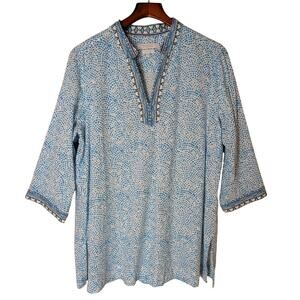 Foxcroft For Appleseeds Wrinkle Free Blue Tunic Women's Size 18 Coastal Beach
